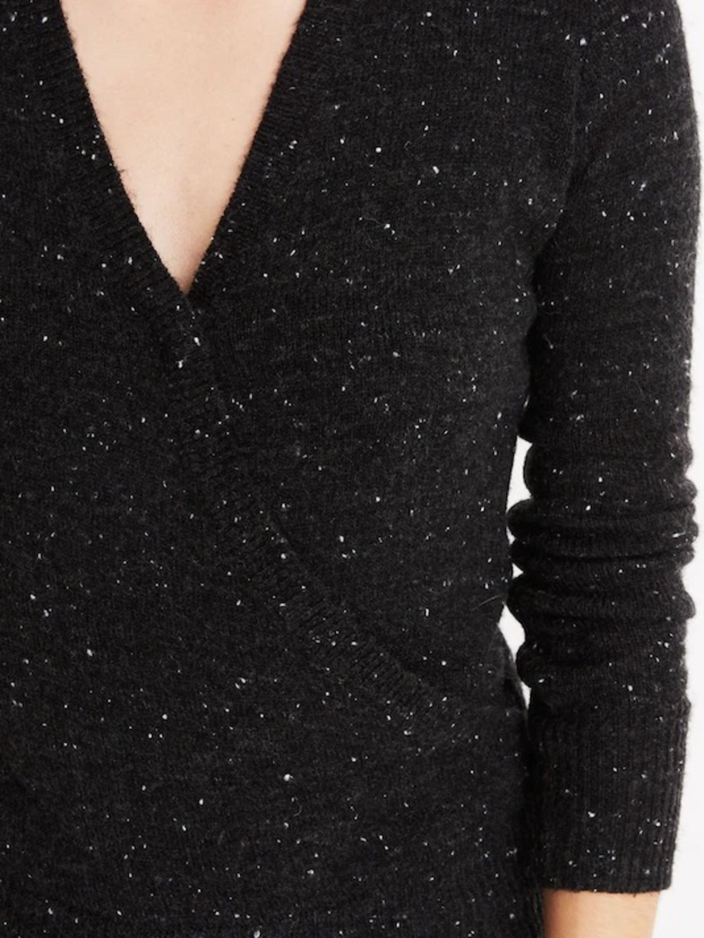 Madewell Black Speckled V-Neck Sweater
